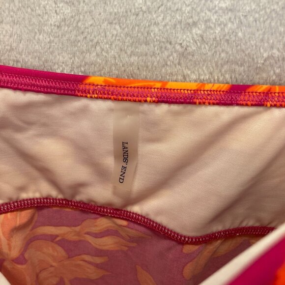 Lands’ End Floral Tankini Top Size 16 Swimsuit Unpadded Underwire Pink Orange - Picture 9 of 10
